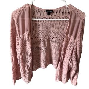 Torrid Women's Peach Pink Open-Knit Cardigan Cropped Size 3 (22-24)
